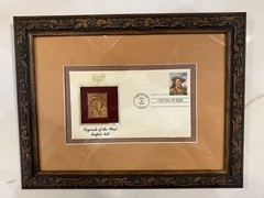 Legends of the West Buffalo Bill 22kt Gold Stamp First Day Of Issue Framed 11×14