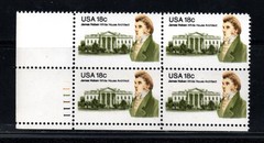 US Stamps – 18¢ James Hoben White House Architect – Numbered Plate Block