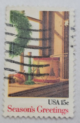 U.S. Postage ~ Season’s Greetings/Wreath & Toys ~ 15¢ Used/Posted ~ c.1980 ~ 03