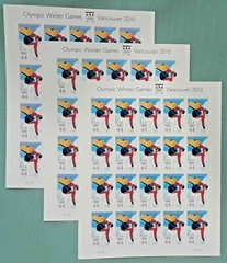 Three Sheets x 20 = 60 OLYMPIC WINTER GAMES 44¢ Vancouver 2010 US Stamps Sc 4436