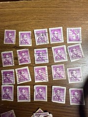 Postage Stamps Abraham Lincoln Purple Toned Used Us Postage Stamps 4cent 21count