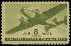 USA – 1941 – Airmail – Twin-Motor Transport Plane – 8¢ – #3417