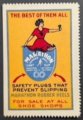 Vintage Marathon Safety Plugs Marathon Rubber Heels Shoe Woman Poster Stamp