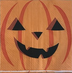TWO Individual Lunch Napkins Decoupage Halloween Pumpkins Autumn Fall-