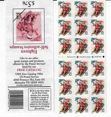 US SCOTT 3013a PANE OF 18 CHILDREN SLEDDING 32 CENT FACE MNH
