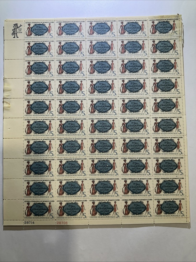 Stamp US Postage 5c 5 Cent Sheet OF 50 Stamps General Federation Of Women’s Club
