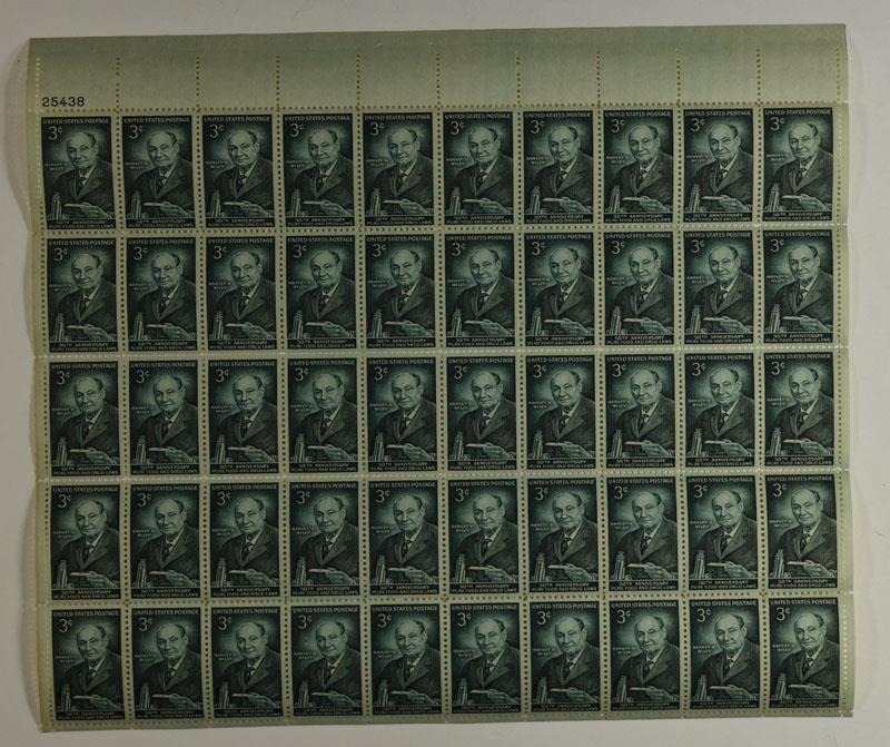 US SCOTT 1080 PANE OF 50 HARVEY W WILEY 3 CENT FACE MNH