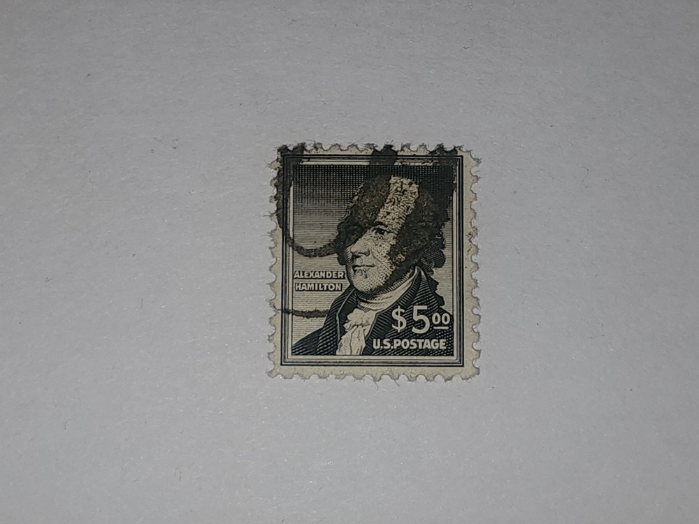 US Scott #1053 $5 Alexander Hamilton 1954 Used VF High Value Stamp