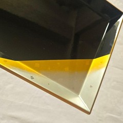 Showa Retro Art Lacquerware Rectangular Tray Black Gold Silver Maki-e Style