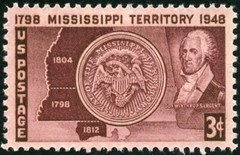 USA 1948 – Map & Seal of Mississippi Territory, 1798-1948 – MNH Stamp – Sc. #955
