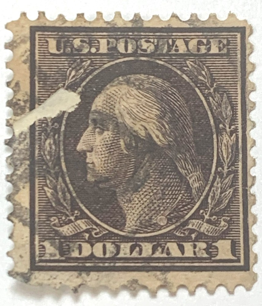 Vintage Rare US George Washington 1 Dollar Stamp, used, 1908