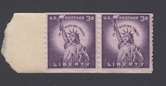 USA 1954-80 SCOTT # 1057 3 c PAIR COILS DOT over «trust» MNHOG