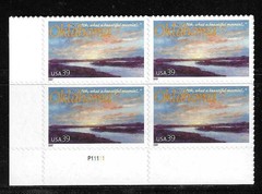 USA SC # 4121 Oklahoma Statehood 100th Anni . – Cimarron River – / BLK4 . MNH