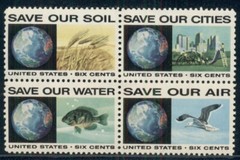 #1410-13 6¢ ANTI POLLUTION LOT OF 100 MINT BLOCKS, SPICE UP YOUR MAILINGS!