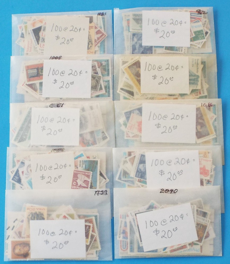 US Discount Postage 1000 20 Cent 20c Stamps Blocks Singles Mixed Mint Lot #6