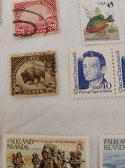 25 VINTAGE STAMP LOT Falkland Islands «Canal Zone» NRA James Weldon Chennault