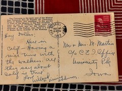 Vintage 1952 -Perf 10.5- John Adams 2 Cent Red Stamp – San Fernando Mission Post
