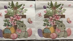 TWO Paper LUNCHEON Decoupage Art Craft Napkins – EASTER BUNNY RABBIT/cross