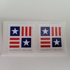 2023 US Patriotic Block of 2 Non Profit 5c Coil Stamps. MNH.