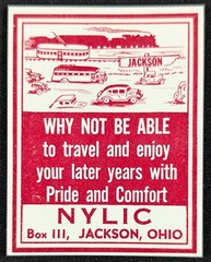 Vintage NY Life Insurance Company Jackson Ohio Cars Poster Stamp