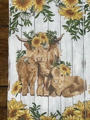 TWO Paper Dinner Decoupage Art Craft Napkins -highland Cow- /sunflowers
