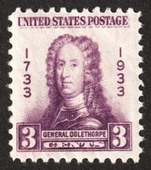 USA 1933 – General James Oglethorpe, 1733-1933 – Very Vintage 3c Stamp/Sc. #726