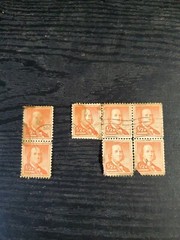 Ben Franklin 1/2 cent Stamp Block of 7 Used