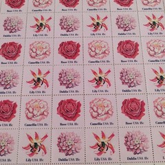 USA stamp pink floral design full sheet 18 cents 56 stamps