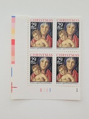 Christmas Bellini Madonna & Child US Stamps 29c Block of 4 Scott #2710 MNH OG