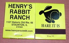 Henry’s Rabbit Ranch on Route 66 Hare It Is – One (1) Match Book