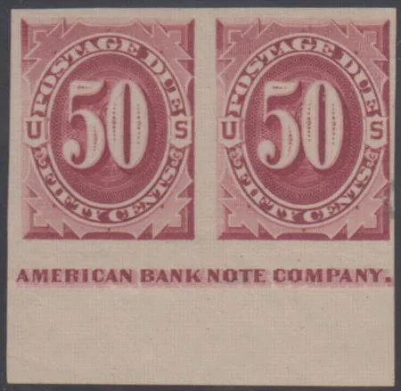 US J28Pa4 Postage Dues VF Hinged Imperf Pair cv $500
