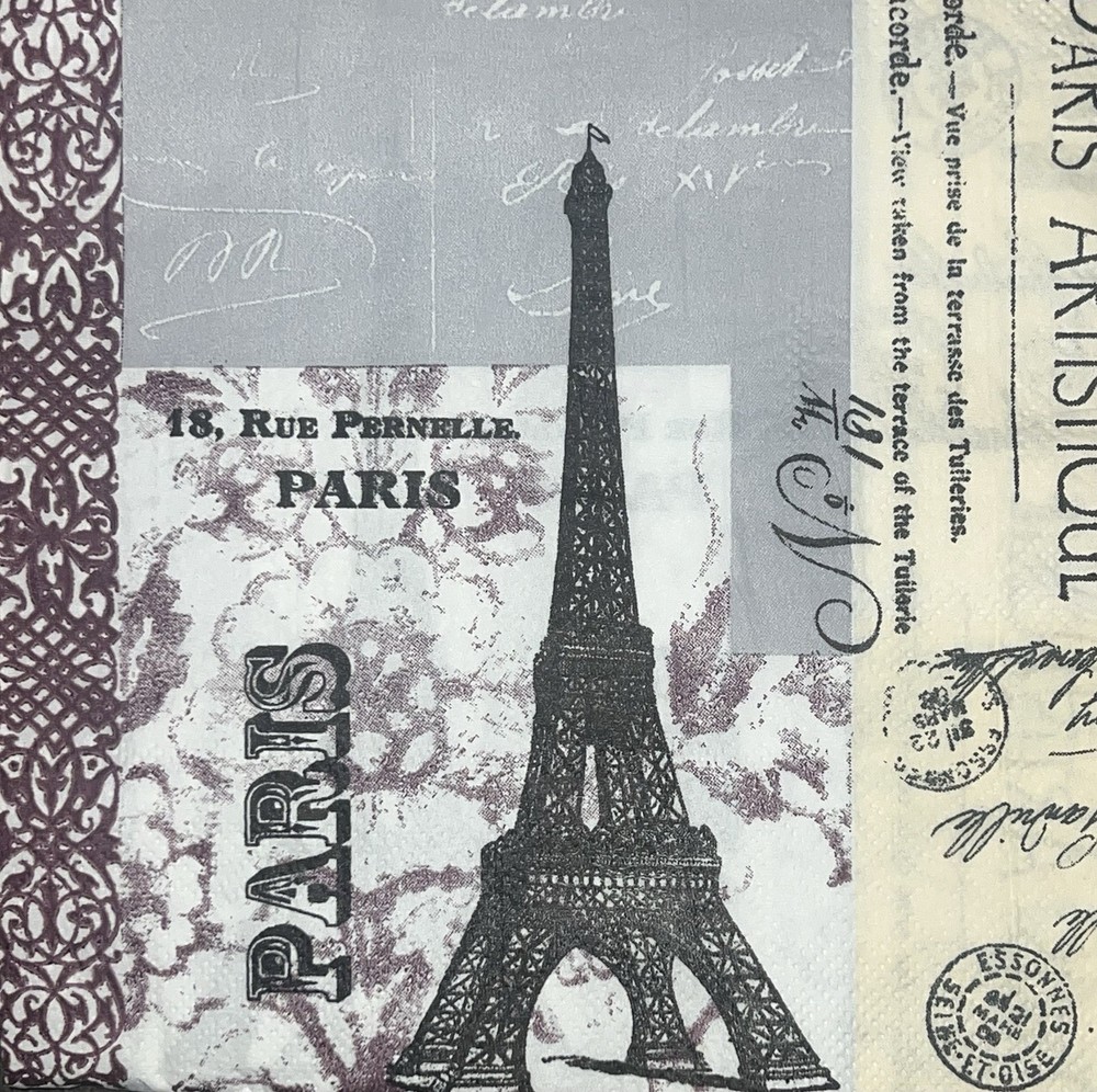 TWO Paper LUNCHEON Decoupage Napkins/Art/Paris Eiffel Tower Artistique Spring