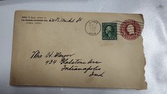 1918 Green George Washington 1 Cent Stamp Still On Original Envelope Ungraded