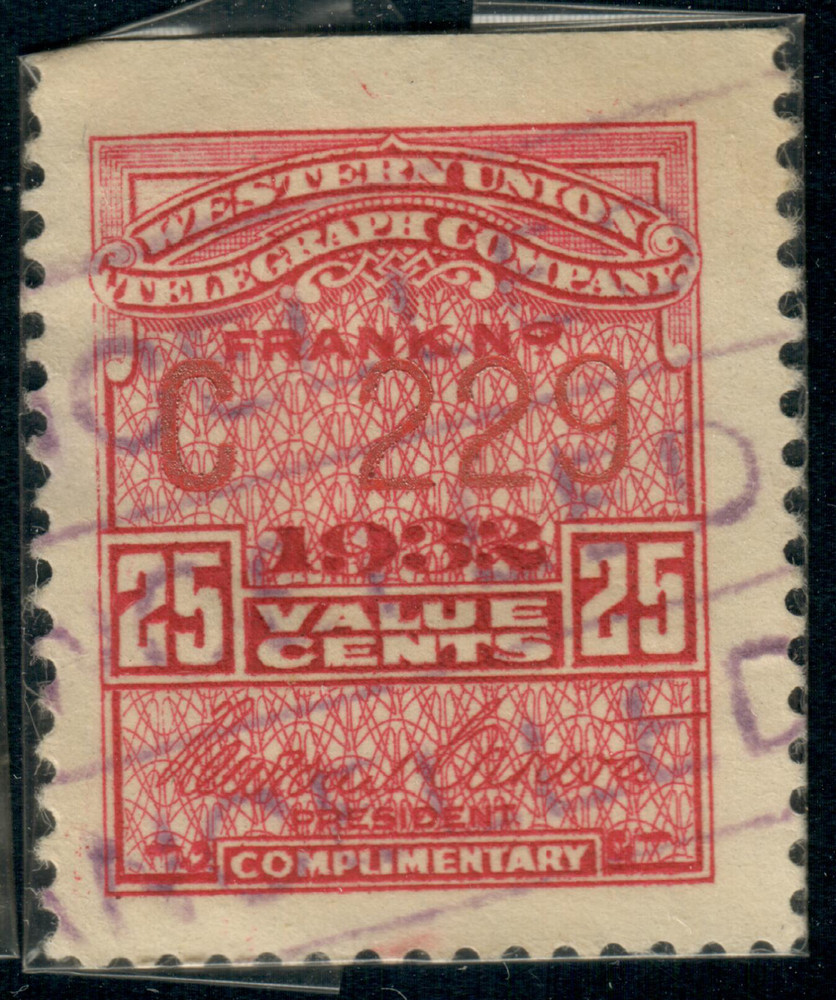 USA – 1932 – Telegraph Stamp – Western Union – 25¢ – #3171