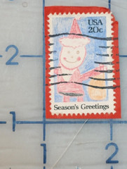 U.S. Postage ~ Seasons Greeting/Santa Drawing ~ Used/Posted ~ c.1984 ~ 02
