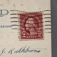 VERY RARE Washington 2 Cent Red Stamp on Postcard Orange, NJ UNION BEACH used