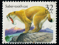USA – 1996 – Prehistoric Animals – Saber Tooth Cat – 32¢ – #3814