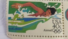 4 USA AIR MAIL STAMPS * OLYMPICS 1984 * 40 CENT (BLOCK OF 4) UNUSED & UNGRADED