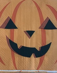TWO Individual Lunch Napkins Decoupage Halloween Pumpkins Autumn Fall-