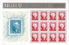USA 1997 WASHINGTON PACIFIC ’97SAN FRANCISCO SOUVENIR SHEET 12 STAMP 60 CENT MNH