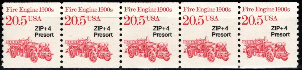 USA 1988 20.5¢ FIRE ENGINE 1900s PRESORT TRANSPORTATION SERIES 5 STAMP MNH