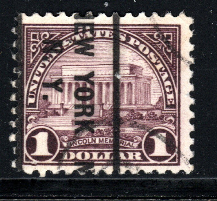 U.S. Stamp (circa 1922-25) – $1 Lincoln Memorial – precancelled (perf 11) SC#571
