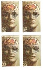 FULBRIGHT SCHOLARSHIP–Block of 4 Collectible Unused 1996 Stamps–FREE SHIPPING