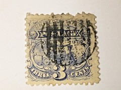 US Postage Stamp #114 3c Locomotive Has tear