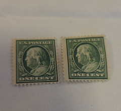 United States 1 Cent Green Historical Figures Mint Hinged Stamps Lot of 2