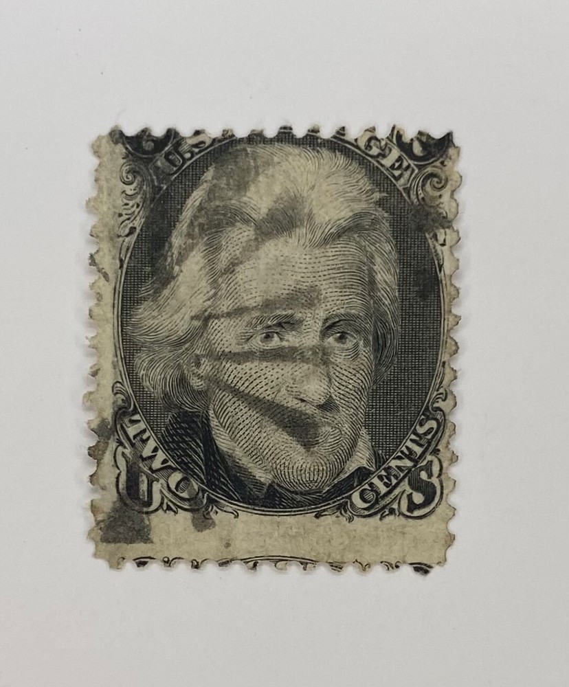 US Scott #87 Single 2 cent stamp U.S. Jackson 1868 E Grill 11×13 mm used M068