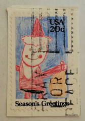 U.S. Postage ~ Seasons Greeting/Santa Drawing ~ Used/Posted ~ c.1984 ~ 02