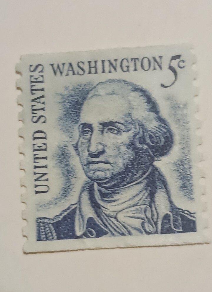 1967 US 5 Cent George Washington Stamp Blue – On Post – Rare Vintage MINT