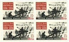 CIVIL WAR WILDERNESS Block of 4 Collectible Unused 1964 Stamps–FREE SHIPPING