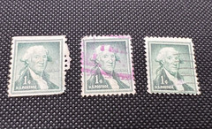George Washington Vintage 1912 Green 1 Cent US Postage Stamp 8 (3 stamp lot)